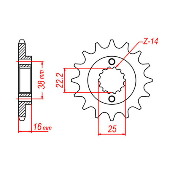 MTX 740 Steel Front Sprocket #525 (14T)