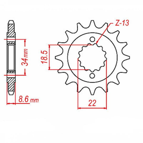 MTX 1908 Steel Front Sprocket #520 (16T)