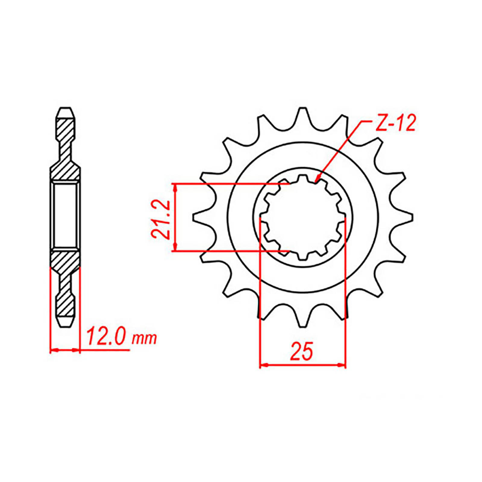 MTX 823 Steel Front Sprocket #520 (12T) (10-HQ1-12)