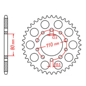 MTX 1332 Steel Rear Sprocket #525 (44T) (11-MW3-44)