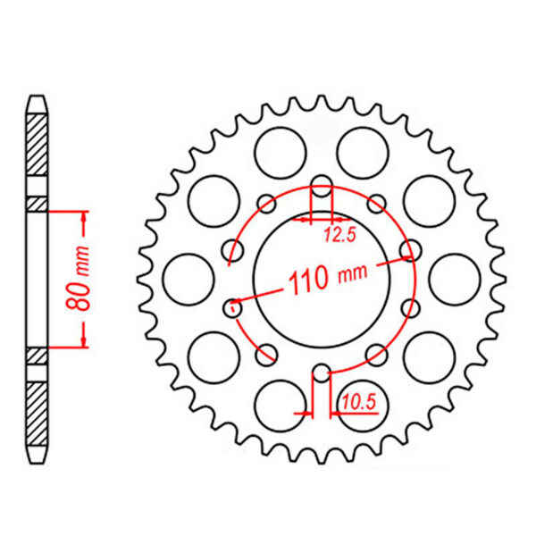 MTX 1332 Steel Rear Sprocket #525 (44T) (11-MW3-44)