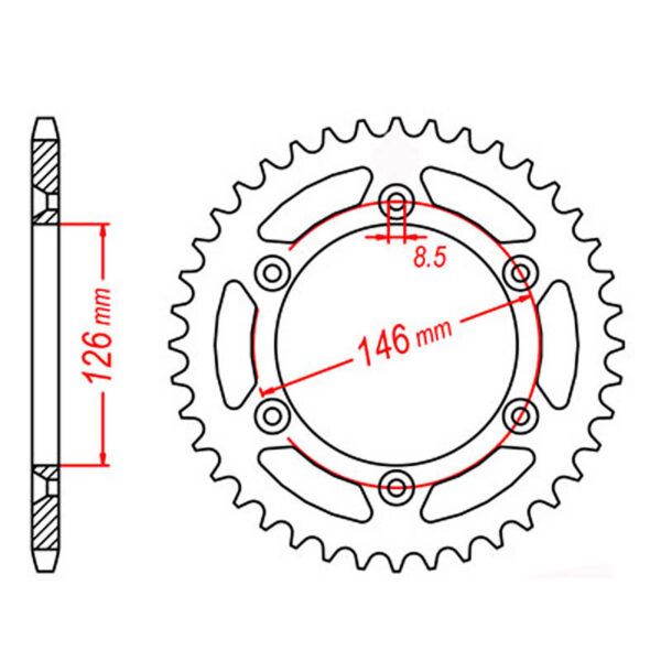 MTX 808 Steel Rear Sprocket #520 (48T)
