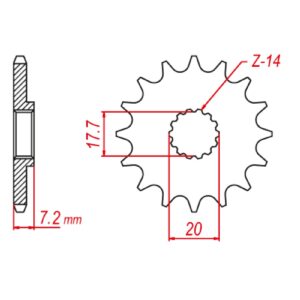 SPKT FRONT OE STEEL YZ65 14T #420
