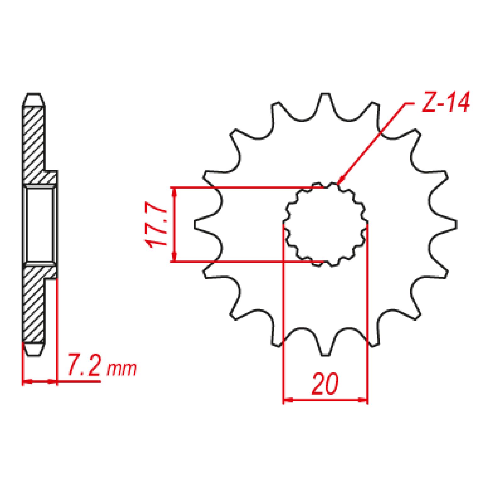 SPKT FRONT OE STEEL YZ65 14T #420