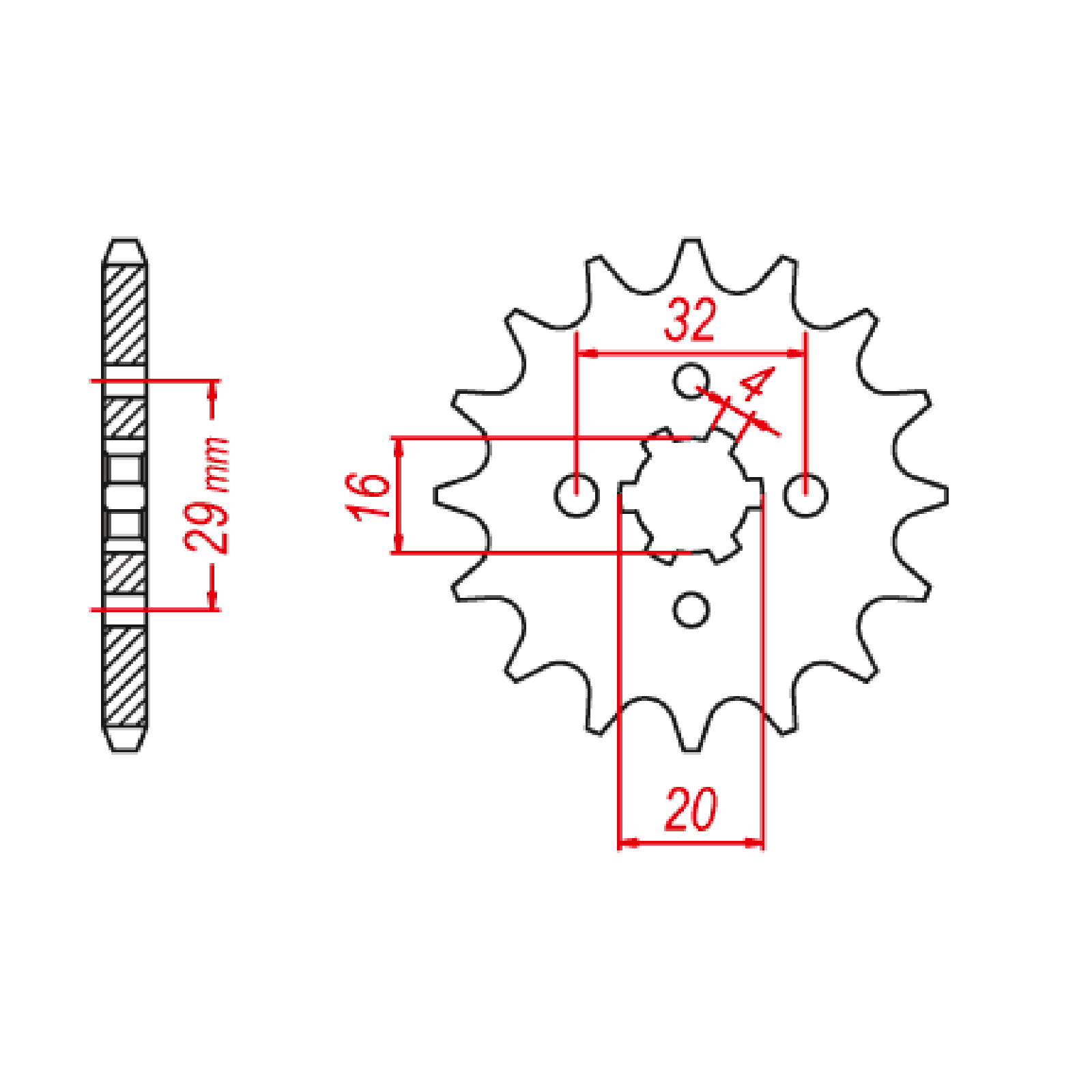 MTX 1425 Steel Front Sprocket #428 (14T) (10-1425-14)