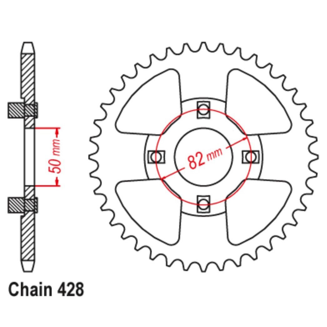SPKT REAR OE STEEL 999 45T #428