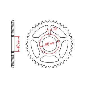 SPKT REAR OE STEEL 40T #415