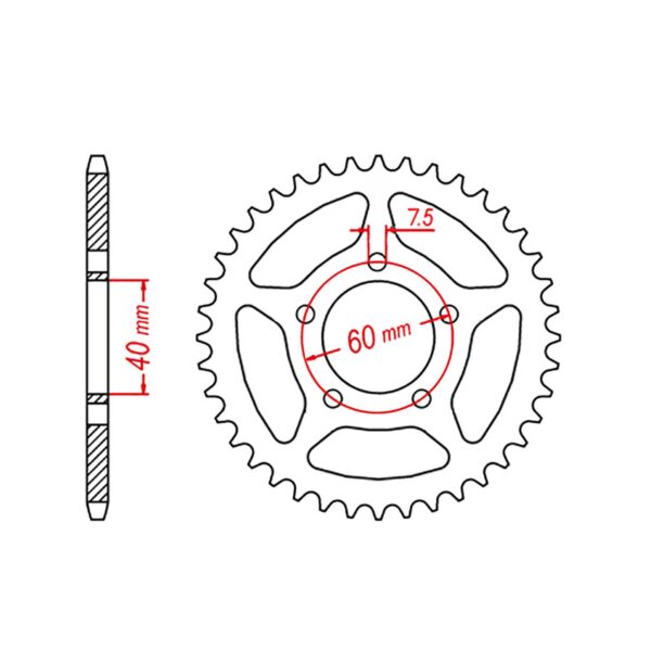 SPKT REAR OE STEEL 40T #415