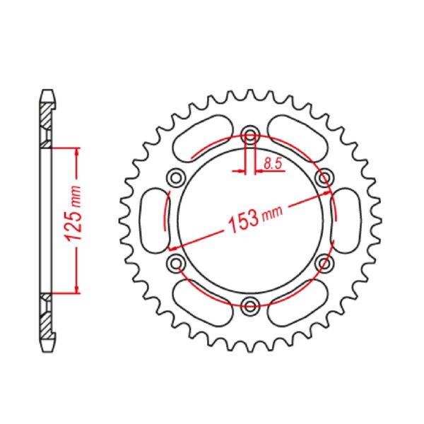 SPKT REAR OE STEEL 1258 52T #428
