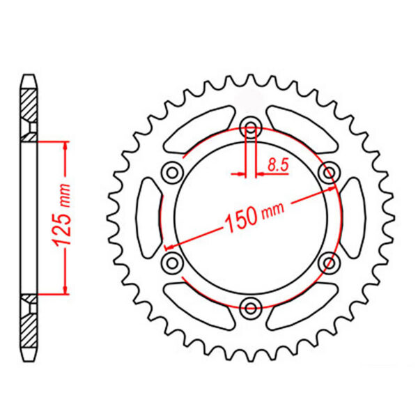MTX 897 Steel Rear Sprocket #520 (45T) (11-KM1-45)