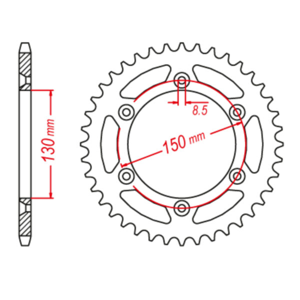 MTX 251 Hornet Lightweight Steel Rear Sprocket #520 (48T)