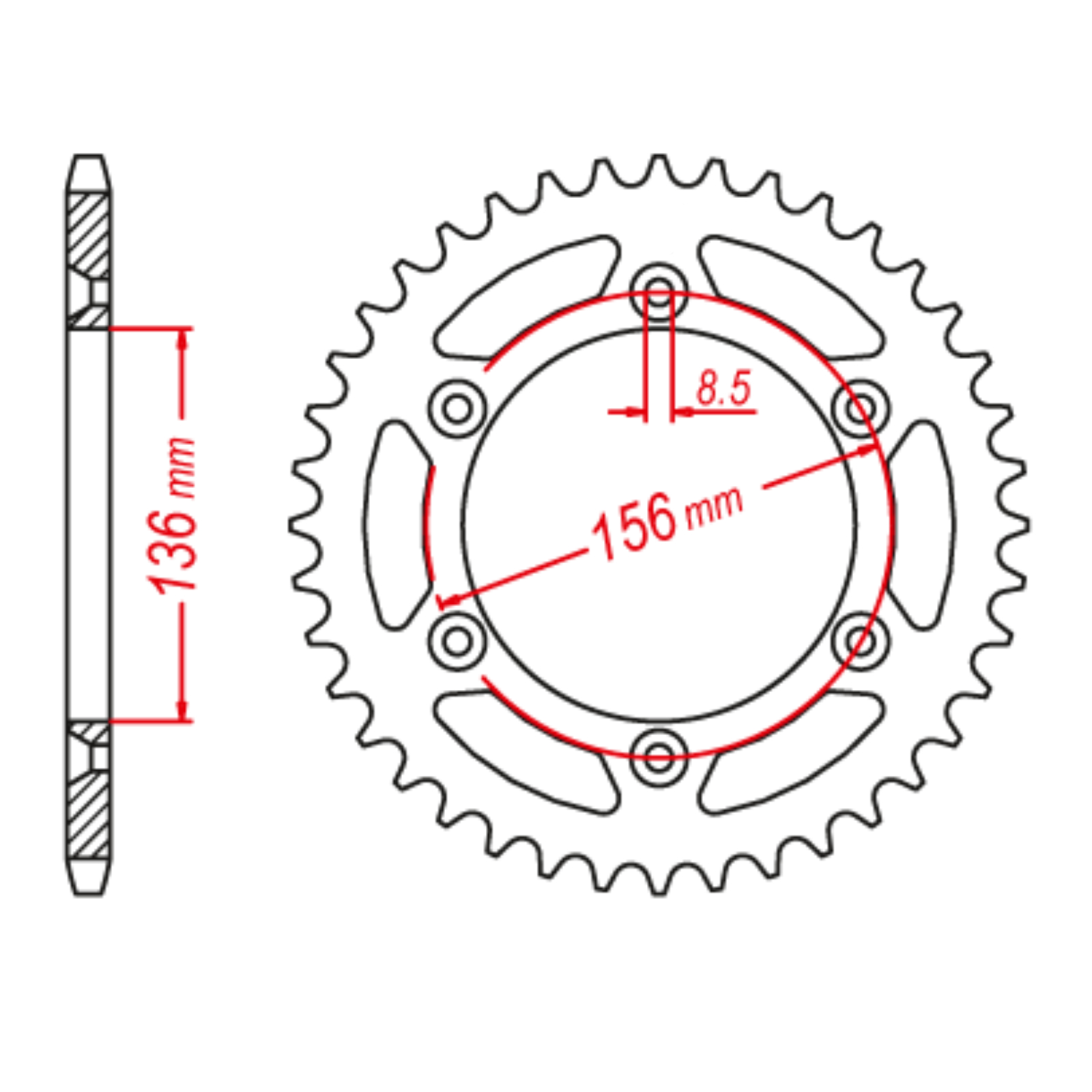 MTX 822 Hornet Lightweight Steel Rear Sprocket #520 (52T)