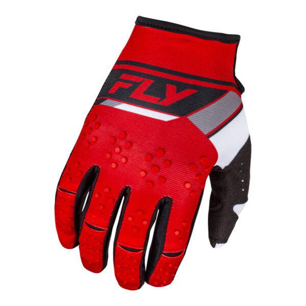 FLY Racing 2024 Youth Kinetic Prix Gloves - Red / Grey / White  YL
