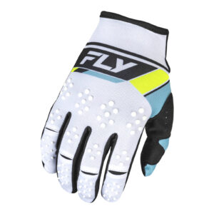 FLY Racing 2024 Kinetic Prix Gloves - White / Black / HI-VIS