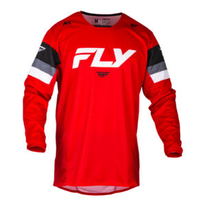 FLY Racing 2024 Youth Kinetic Prix Jersey - Red / Grey / White  YL
