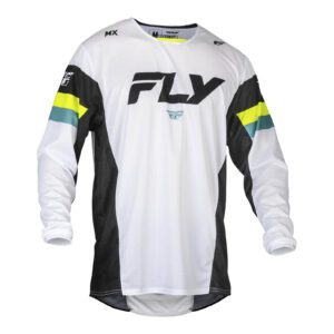 FLY Racing 2024 Kinetic Prix Jersey - White / Black / HI-VIS