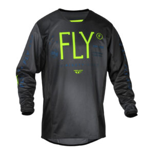 FLY Racing 2024 Youth Kinetic Jersey - Charcoal / / True Blue Neon Green