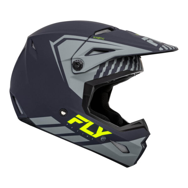 FLY Racing 2024 Youth Kinetic  Menace Helmet Matte - Grey / HI-VIS  YM
