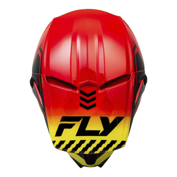 FLY Racing 2024 Youth Kinetic  Menace Helmet - Red / Black / Yellow  YL
