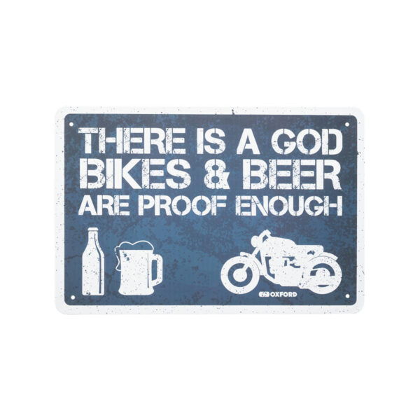 OXFORD GARAGE METAL SIGN: THERE IS A GOD