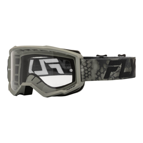 FLY Racing 2024 Focus S.E. Kryptek Goggle - Moss Grey / Black Clear Lens