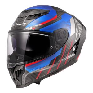 LS2 FF807 Dragon Helmet Trax - Blue / Red / 06 CARBON