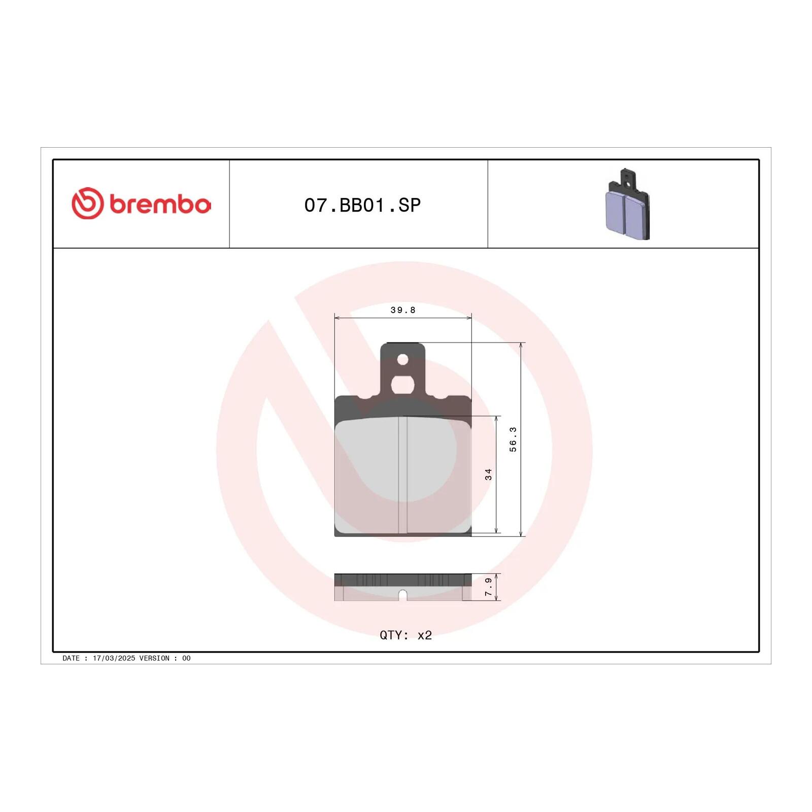 Brembo Prime Sinter Rear Brake Pads 07BB01SP