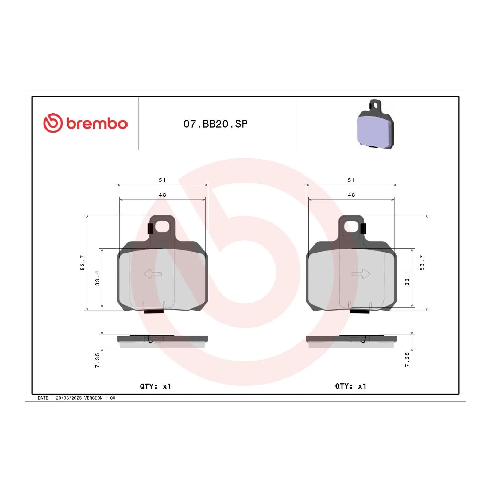 Brembo Prime Sinter Rear Brake Pads 07BB20SP