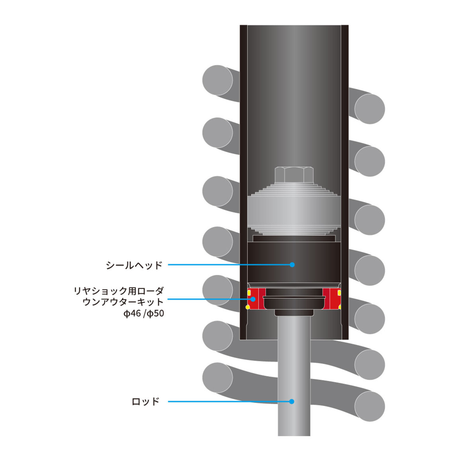Zeta Rear Suspension Lowering Kit Showa/KYB/WP 50F 40mm - Titanium